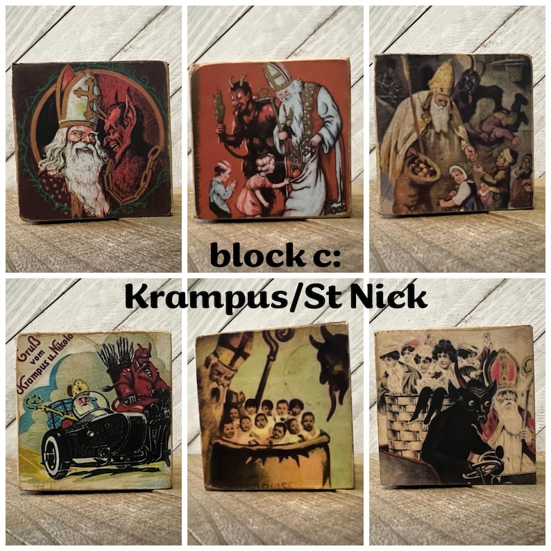 Vintage Look Krampus Block: Retro Christmas Decor C: Krampus/St Nick