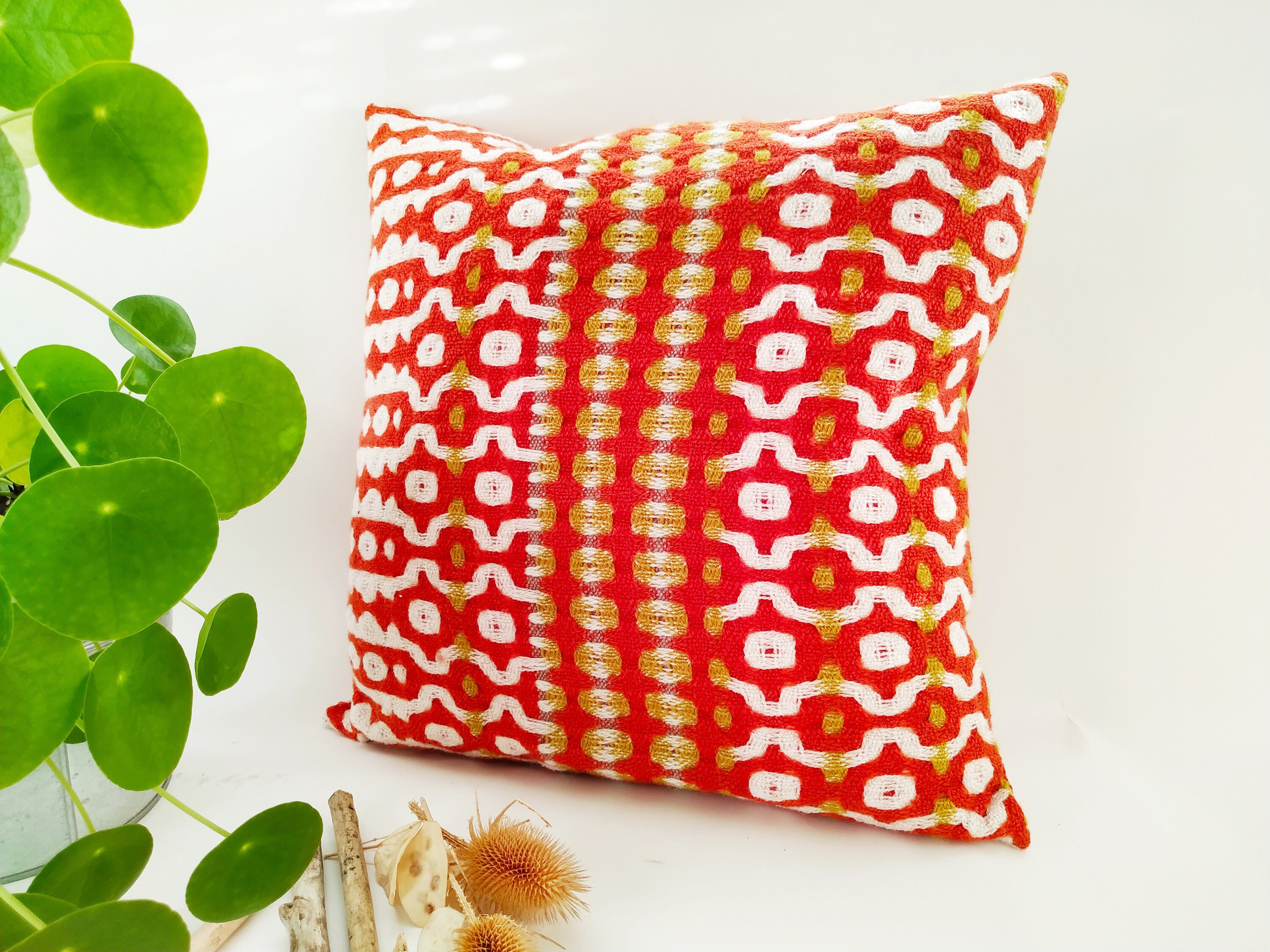 Housse de Coussin Tissée à La Main - Orange Pop