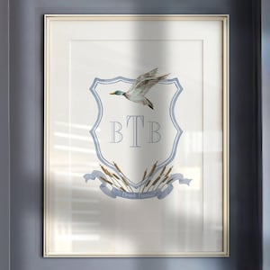 Mallard Duck Nursery Crest: Watercolor Monogram Art (Digital Download)