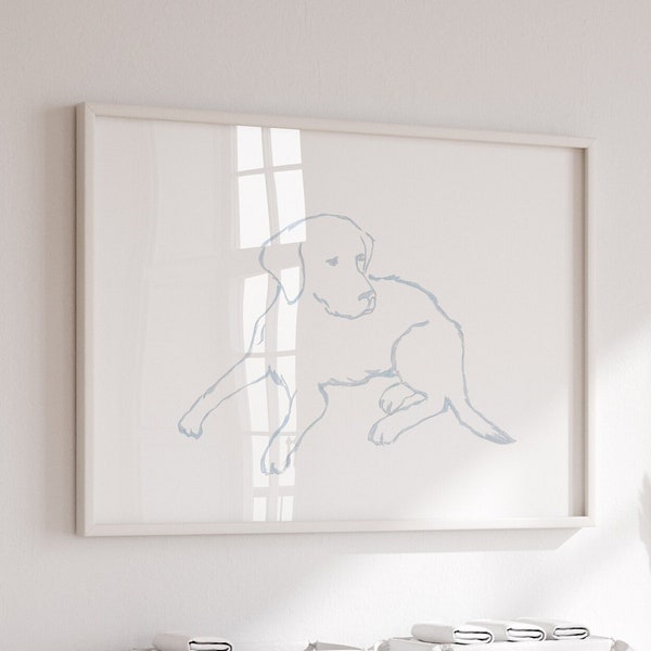 Blaue Labrador-Kunst | Junge Kinderzimmer Dekor Hund | Kinderzimmer Junge Wandkunst | Kinderzimmer-Drucke für Jungen | Hund Kindergarten Junge | Labrador Retriever