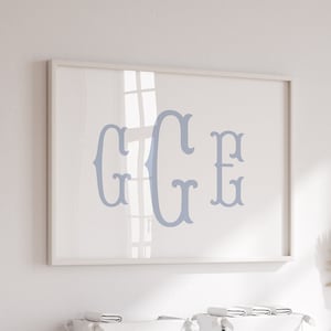 Blue Boy Wall Art | Monogram Wall Art | Nursery Decor Blue | Initials Boy Wall Decor