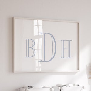 Blue Nursery Wall Art | Boy Nursery Decor Monogram | Baby Boy Wall Decor | Boys Room | Initials