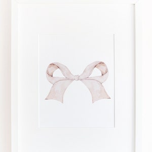 Pink Ribbon Bow Wall Art Print | Nursery Girl Wall Art | Nursery Girl Decor | Pale Pink Nursery Prints