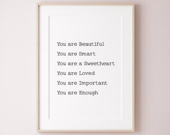 You are beautiful | Baby girl nursery quotes | Nursery Prints | Nursery quotes girl | Printable wall art | Nursery wall art girl