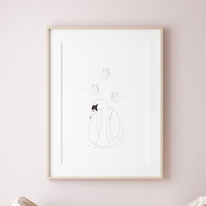 Swan Nursery Wall Art, Nursery Prints Girl, Swan Print, Swan Nursery Decor, Printable Wall Art, Swan Mama and Babies, Digital Download