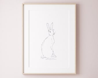 Rabbit Art Print | Bunny Nursery Wall Art | Nursery Decor | Nursery Prints | Hare | Rabbit Art Kids