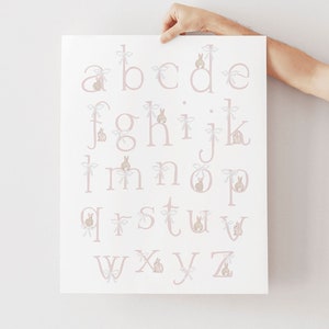 Bunny Alphabet Poster | Nursery Decor Girl | Bunny Nursery Art | Nursery Wall Art | Pink Nursery Prints