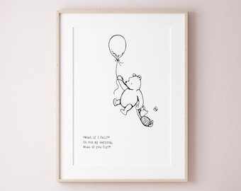 Winnie the Pooh Quote | Classic Pooh Nursery Wall Art | Instant Download | Nursery Decor | Nursery Quote Printable | Black & White
