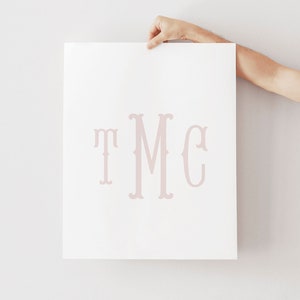 Pink Monogram Wall Art Print | Girl Initials Wall Decor | Nursery Decor Girl Wall Art