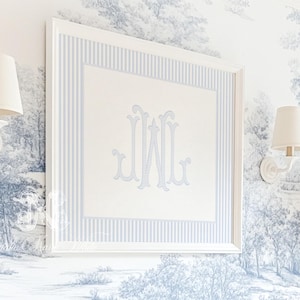 Arte de pared clásico de niño azul / Decoración de pared para habitación de bebé niño / Arte de pared con monograma azul para habitación de bebé / Sobre la cuna hasta 24 x 36 / Imprimible