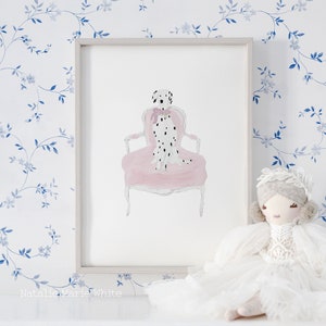 Dalmatian Dog Art Print | Dog Nursery Decor For Girls | Puppy Nursery Prints | Nursery Wall Art | Wall Art For Girls
