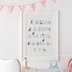 Animal Alphabet Poster | Nursery wall Art | Animal Alphabet Print | Nursery Decor | Printable Wall Art | Preschool | Instant Download