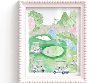 Bunnies Playing Golf Nursery Wall Art: Nursery Decor (Printable)