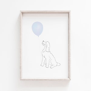 Goldendoodle Art | Dog Nursery Decor Boy | Blue Nursery Wall Art Boy | Dog Nursery | Nursery Prints Boy | Printable