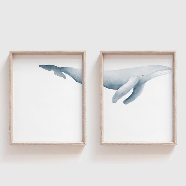 Whale Print | Nursery Decor | Blue Whale Print | Ocean Nursery | Nursery Wall Art | Coastal Nursery | Whale Nursery Art | Nursery Prints