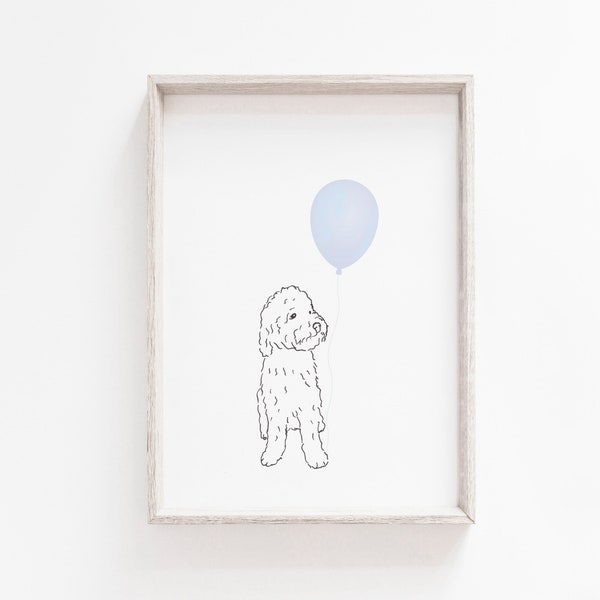 Doodle Puppy Nursery Art | Boy Nursery Wall Art | Blue Boy Nursery Decor | Doodle Dog Art Print | Nursery Prints | Printable