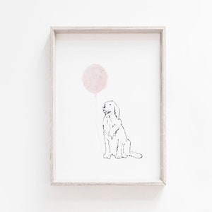 Golden Retriever Art | Blush Pink Girls Wall Art | Nursery Wall Art Girl | Nursery Prints Dogs