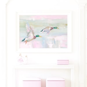 Mallard Duck Abstract Art: Marsh Landscape Painting, Nursery Decor, Grand Millennial Wall Art (Printable)