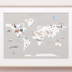 Children World Map | Animal World Map With Countries| Educational Posters | World Map Nursery | Playroom World Map | Printable Wall Art