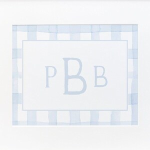 Blue Gingham Nursery Wall Art | Boy Room Decor Monogram | Baby Boy Nursery Decor | Grandmillenial | Printable