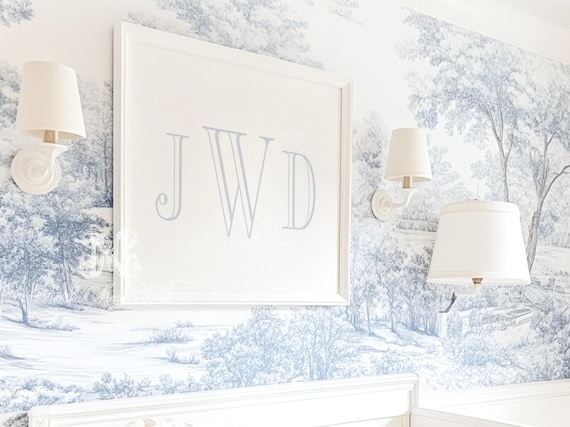 Blue Monogram Nursery Art: Personalized Baby Boy Decor (Digital File)