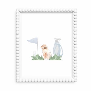 Golden Retriever Golf Nursery Art Print (Digital Download)