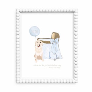 Personalized Golden Retriever Nursery Art: Baby Name Announcement (Digital Download)