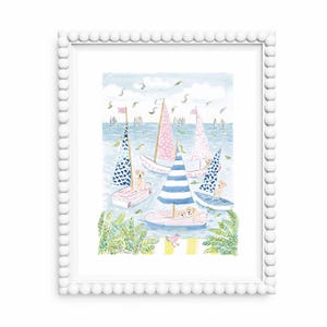 Dogs Sailing Whimsical Nursery Art: Preppy Coastal Nursery Decor (Printable)