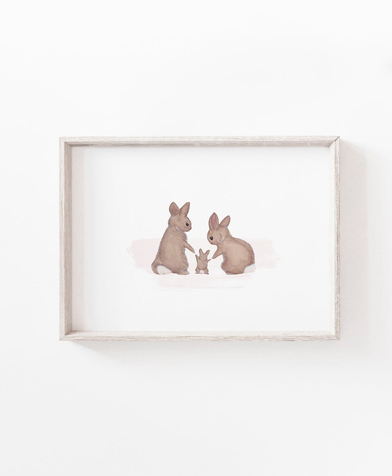 Bunny Family, Bunny Nursery Art, Bunny Rabbit Print, Bunny Nursery Wall Art, Nursery Prints, Printable Wall Art, Digital Download image 1