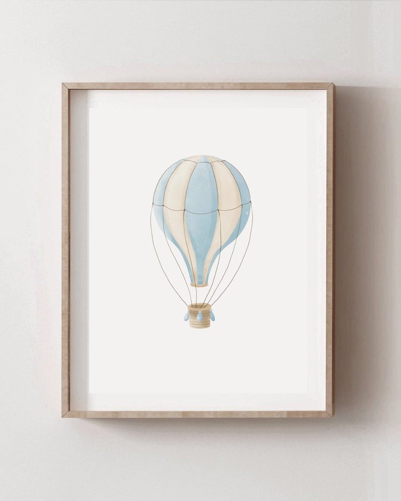 Blue Hot Air Balloon Print Hot Air Balloon Nursery Vintage - Etsy