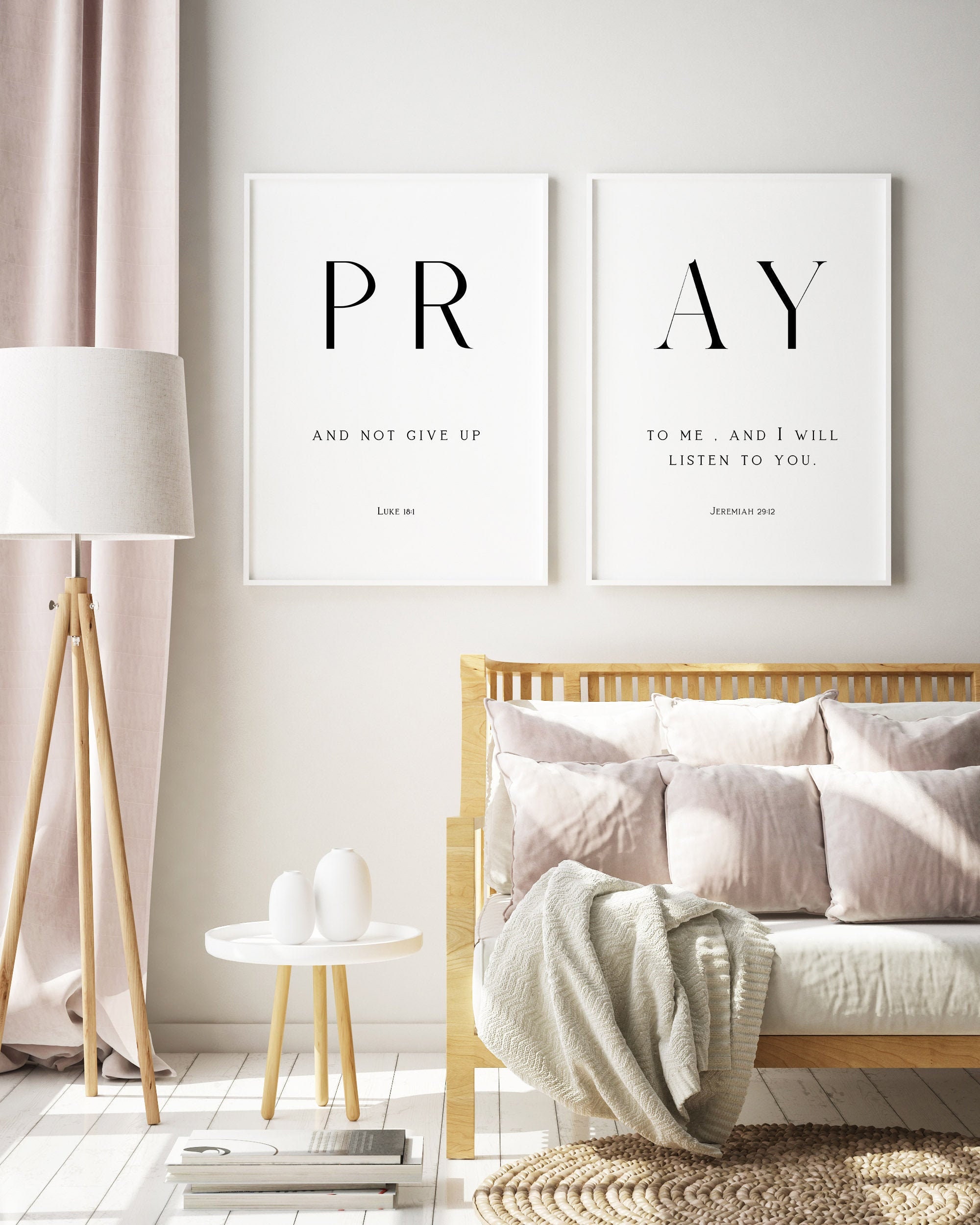 Bible Wall Art Printable Bible Wall Art Set of 2 Pray Wall | Etsy