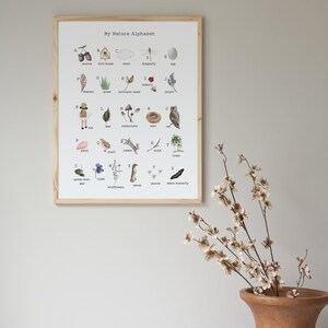 Impresión del alfabeto de la naturaleza / Póster del alfabeto / Montessori / Impresiones para guarderías / Póster del alfabeto / Educación en casa / Arte mural para guarderías / Descarga digital