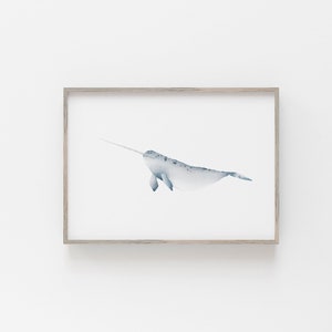 Narwhal Whale Print | Nursery Decor |  Whale Print | Ocean Nursery | Nursery Wall Art | Coastal Nursery | Whale Nursery Art | Nursery Prints