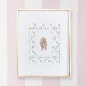 Goldendoodle Wall Art | Nursery Wall Art Puppy | Goldendoodle Art | Girl Wall Art | Grandmillenial Art