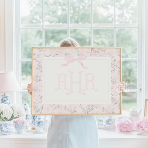 Rosa Chinoiserie: Blumendekoration: Monogramm (Digitaler Download)