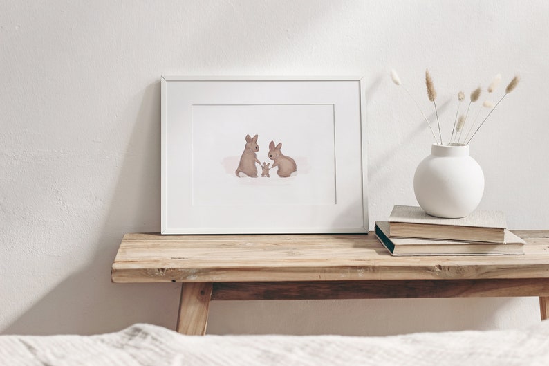 Bunny Family, Bunny Nursery Art, Bunny Rabbit Print, Bunny Nursery Wall Art, Nursery Prints, Printable Wall Art, Digital Download image 3