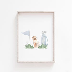 Golf Nursery Decor Golden Retriever | Golf Nursery Wall Art | Golf Nursery Art | Printable