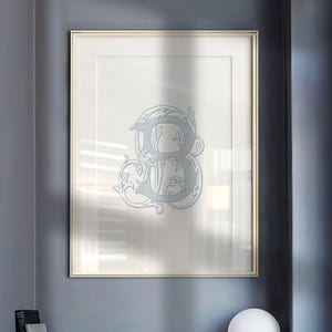 Arte de pared para guardería azul / Decoración de pared para guardería de niño / Habitación de niño con iniciales / Arte de pared con monograma de una sola letra / Vintage