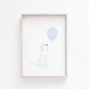 Labrador Retriever / Arte de pared para guardería de niño azul / Decoración de guardería de niño azul / Impresiones para guardería de niño / Guardería de perro cachorro para niño