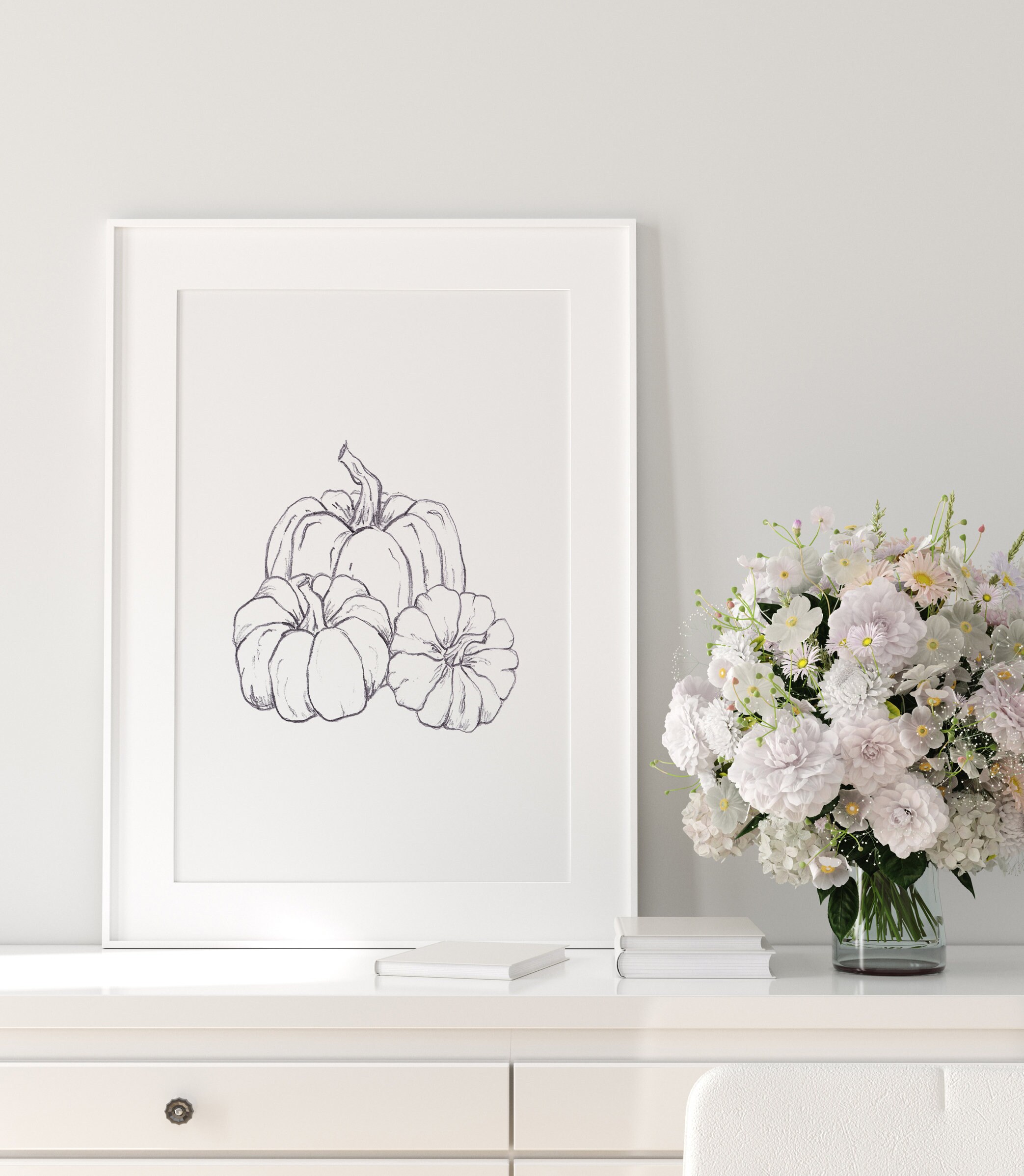 Pumpkin Print Pumpkin Printable Fall Printable Pumpkin Line - Etsy