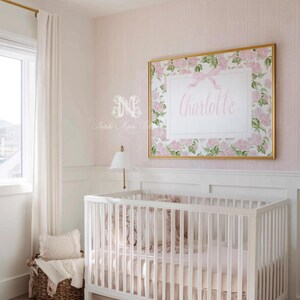 Pink Hydrangea Wall Art for Floral Nursery Decor: Girl Name Print (Digital Download) image 3