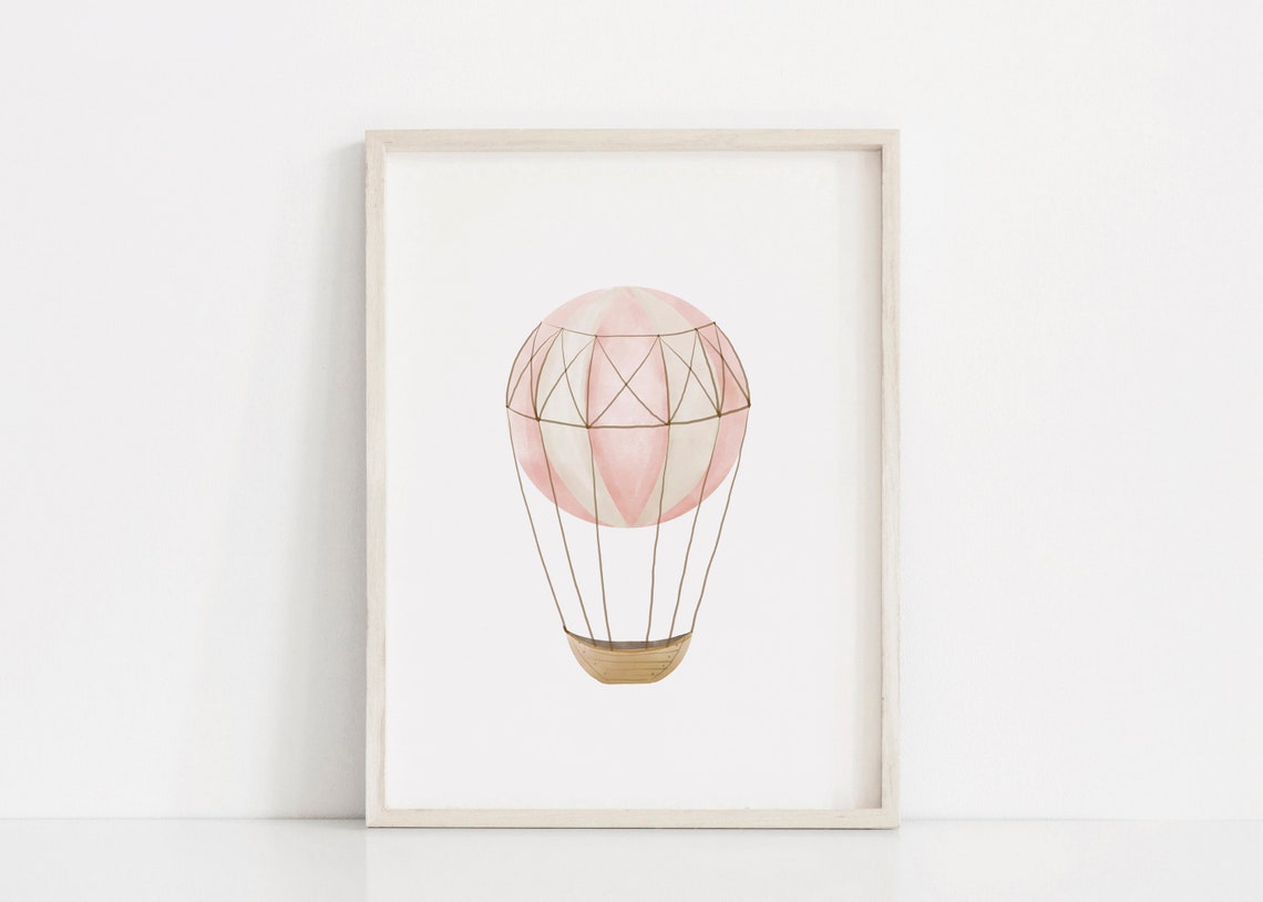 Blue Hot Air Balloon Print Hot Air Balloon Nursery Vintage - Etsy