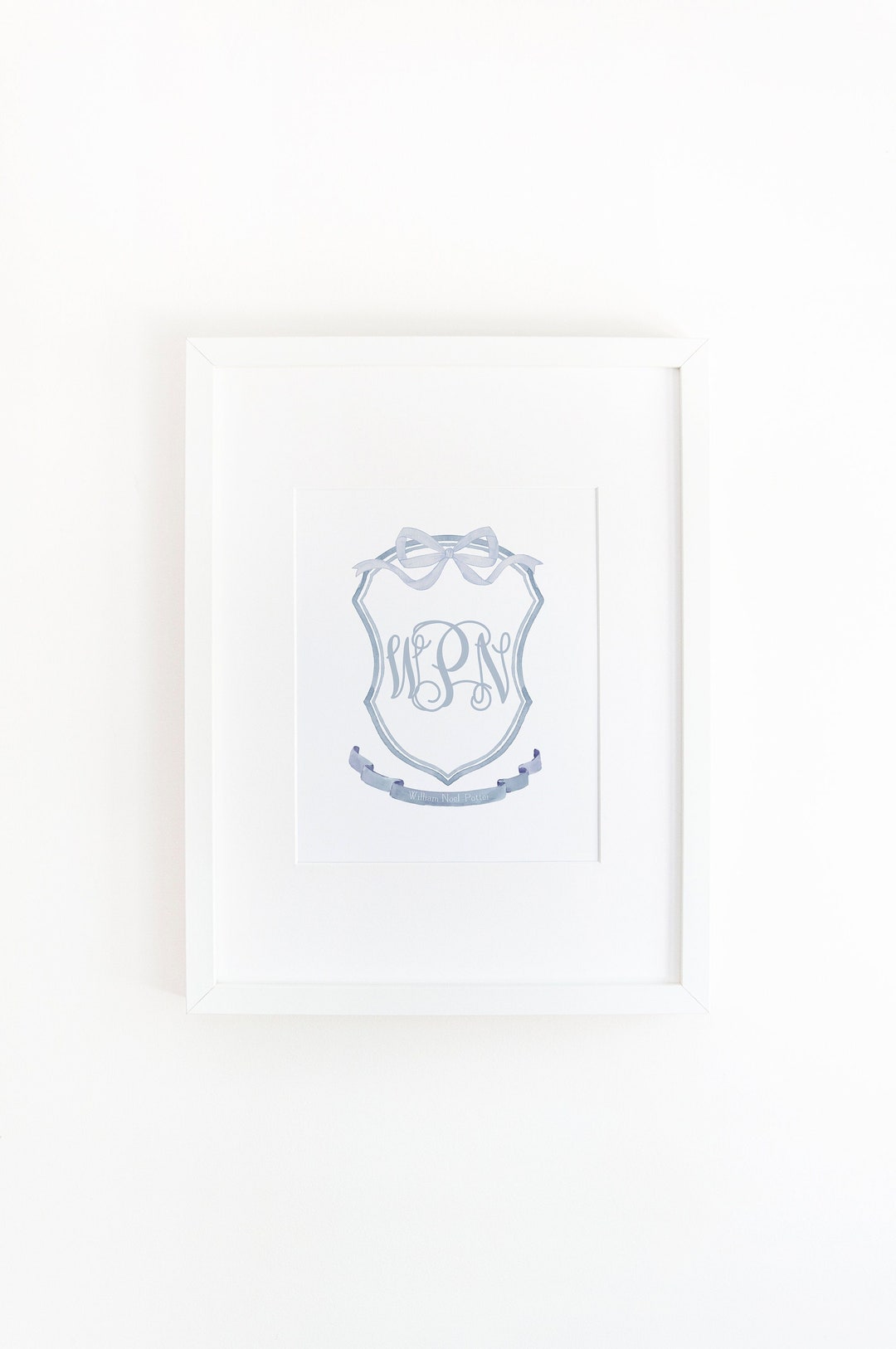 Blue Boy Monogram Crest Blue Nursery Decor Prints Baby Boy Wall Art Boy