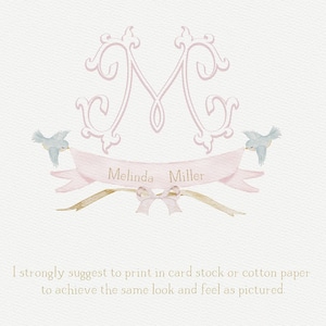 Nursery Crest Girl | Nursery Wall Art | Monogram Print | Baby Girl Initial | Pink Nursery Decor | Princess | Vintage
