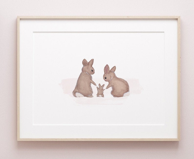 Bunny Family, Bunny Nursery Art, Bunny Rabbit Print, Bunny Nursery Wall Art, Nursery Prints, Printable Wall Art, Digital Download image 4