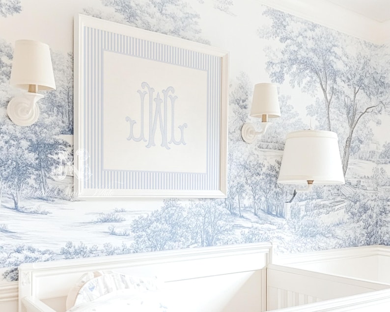 Custom Baby Monogram Nursery Wall Art: Personalized Nursery Decor (Printable) image 1