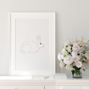 Bunny Nursery Print | Bunny Rabbit Print | Bunny Line Art | Minimalist Nursery Prints | Printable Wall Art | Original Art