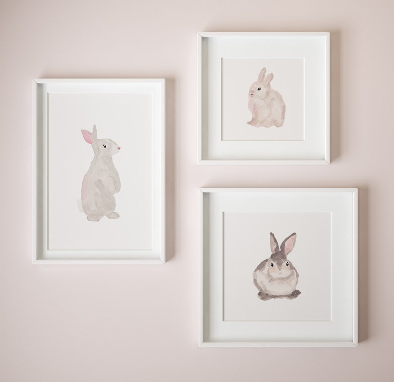 Bunny Nursery Wall Art Set of 4 Prints Bunny Nursery Decor Etsy