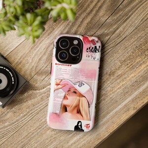 Capa de celular resistente inspirada em cartão fotográfico da estratégia Twice Sana, produtos Kpop, fofos