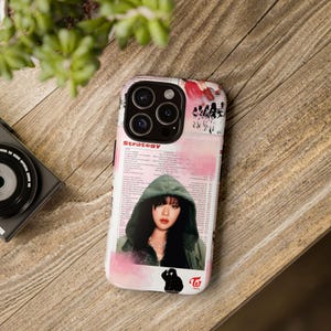 Capa de celular resistente inspirada em cartão de foto de estratégia Twice Jeongyeon, produtos Kpop, fofos
